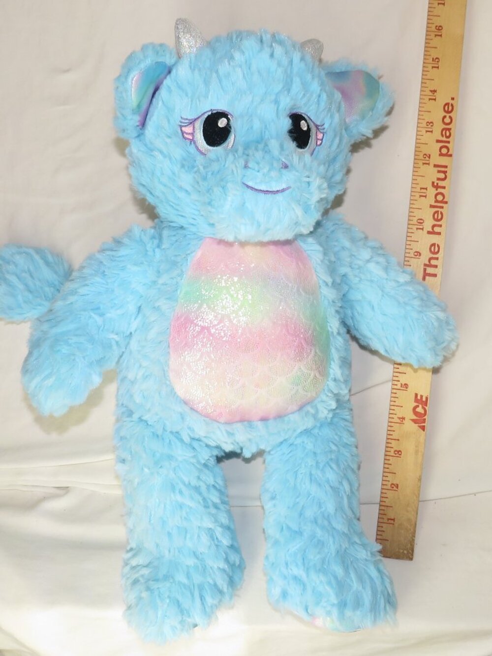 Build‑A‑Bear Blue Fantasy Dragon Plush • Iridescent Belly & Paw Detail • Retired